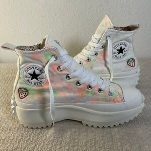 Converse Run Star Hike High Top Womens 7.5 Fruit Embroidered Platform Sneakers
